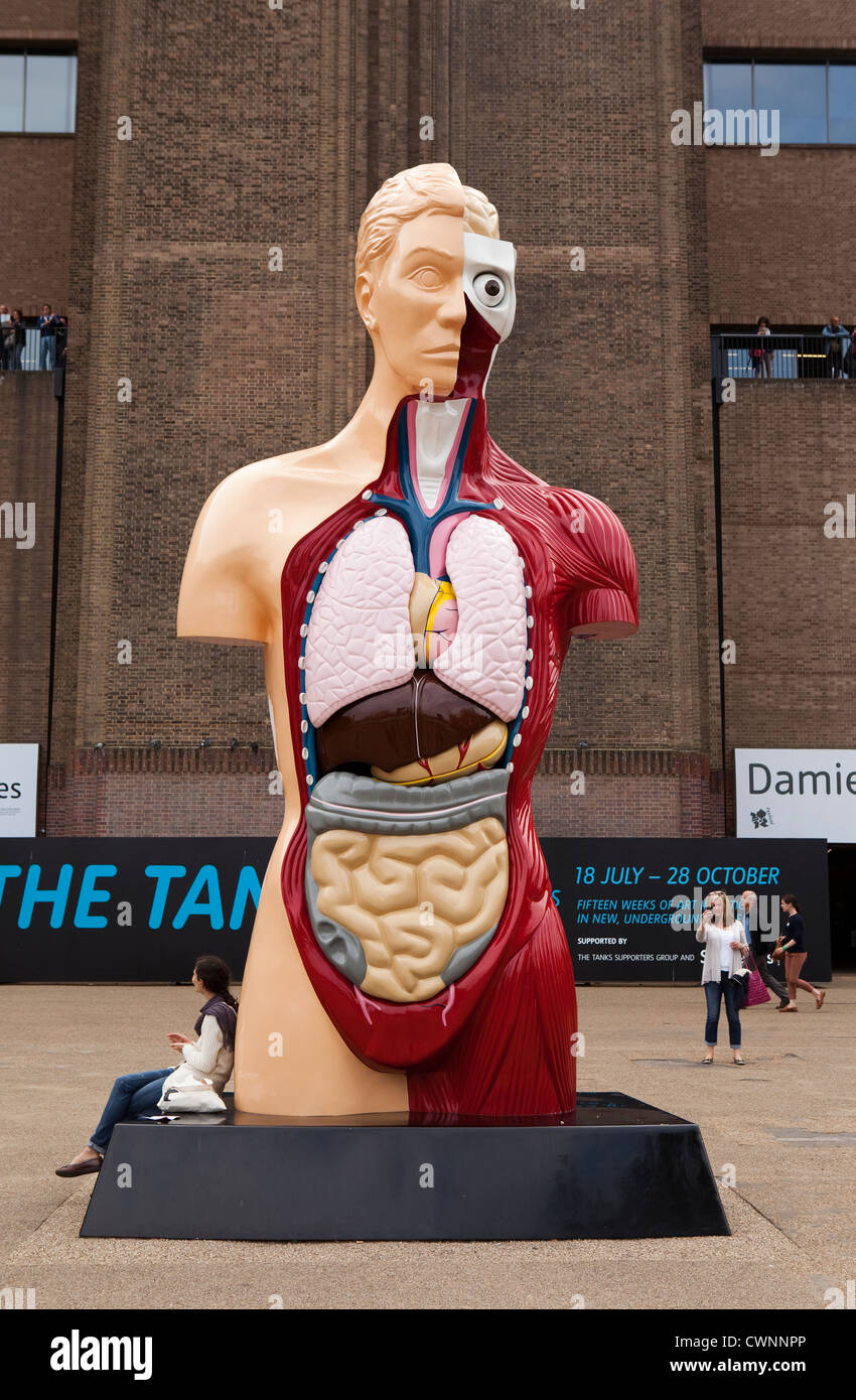 Statue of the human body outside the Tate Modern Gallery on London's