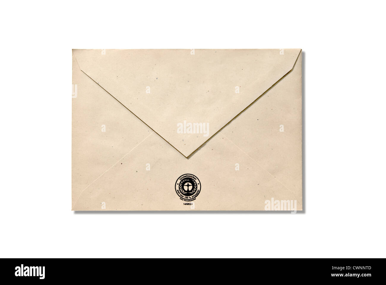 Envelope, environmentally friendly paper, isolated on 100% white background Stock Photo