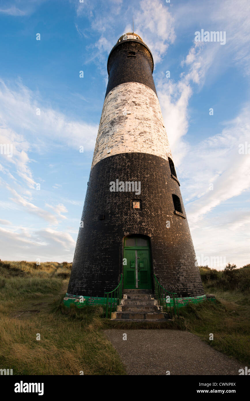 Wide angle view of Spurn Point Lighthouse Humberside East Coast of England Stock Photo