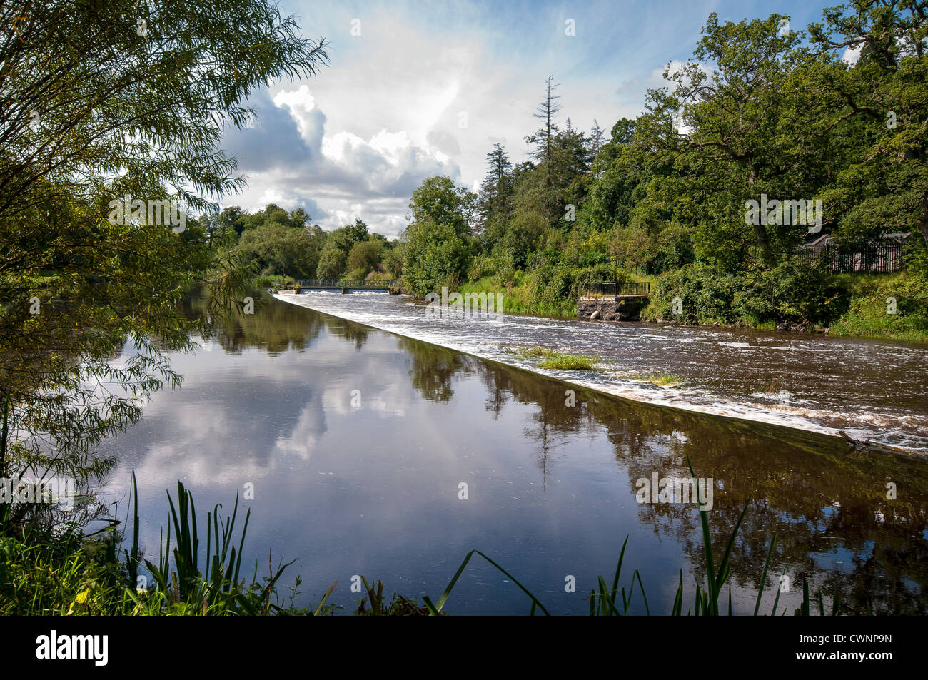 Weir on the River Boyne near Navan in the Republic Of Ireland Stock Photo