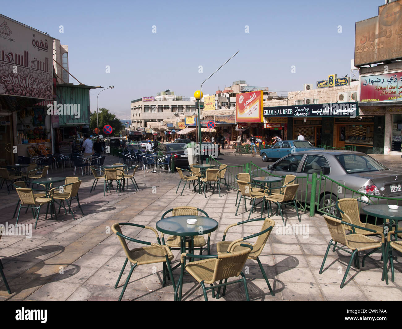 Café on a street corner in Aqaba Jordan Stock Photo