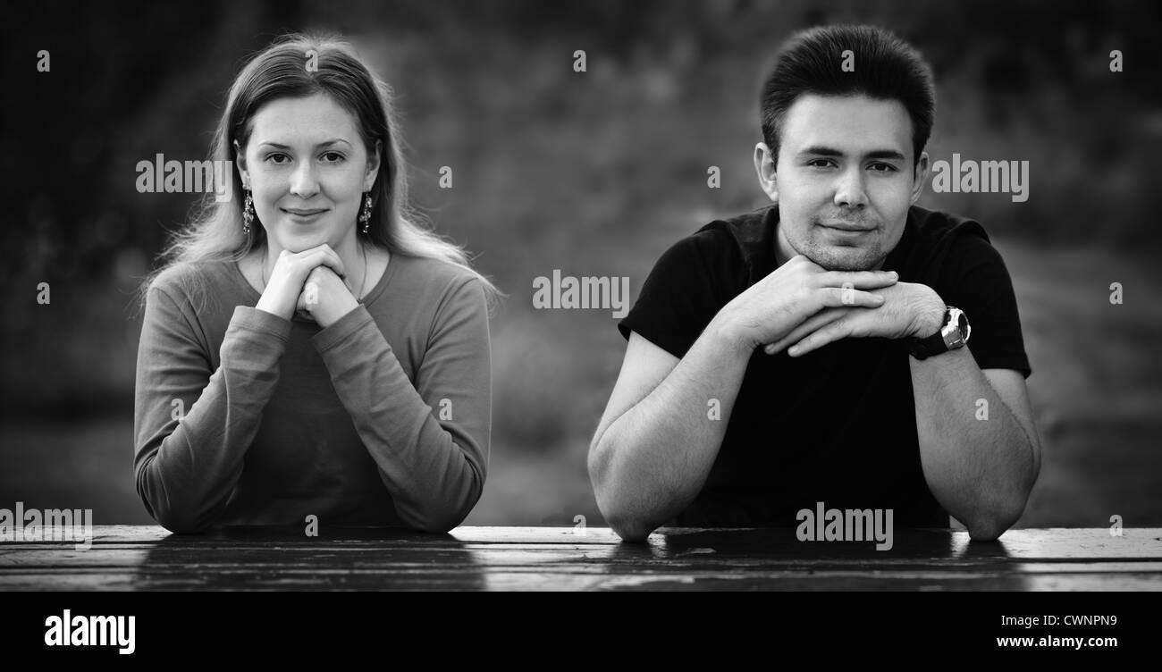 Young couple portrait. Black and white Stock Photo - Alamy
