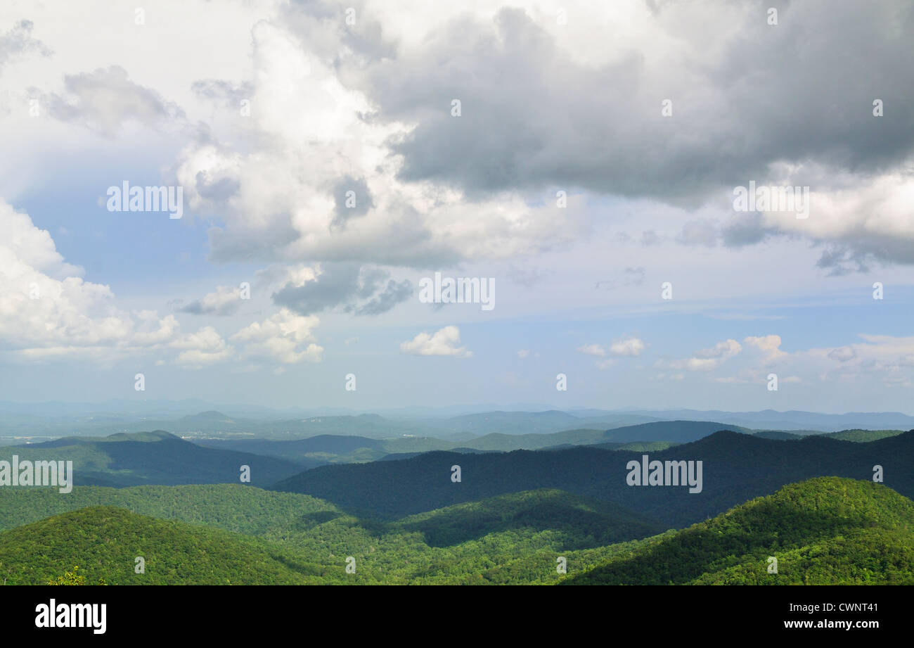 Expansive view across across the Smoky mountains of the Appalachian ...