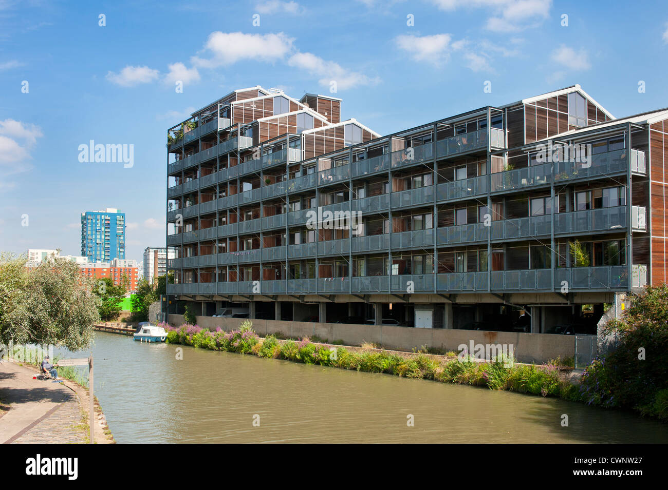 Modern Apartment Block on the Regent's Canal near Three Mill lane in