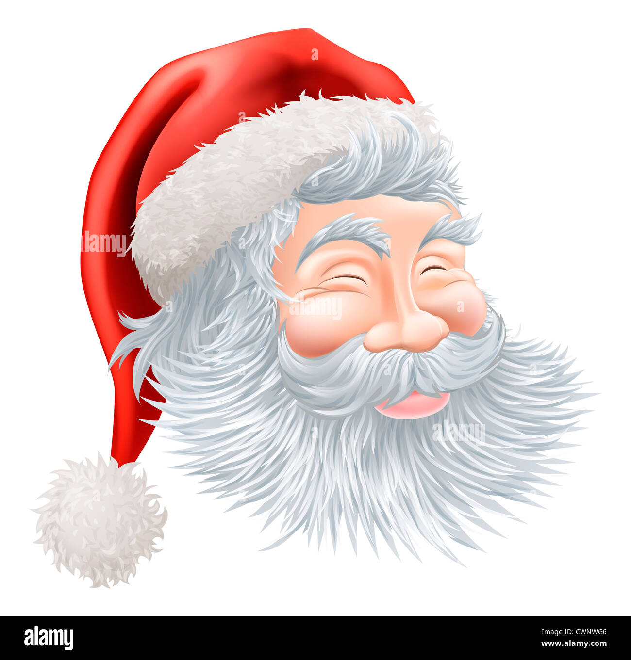 Illustration of a happy cartoon Christmas Santa face Stock Photo