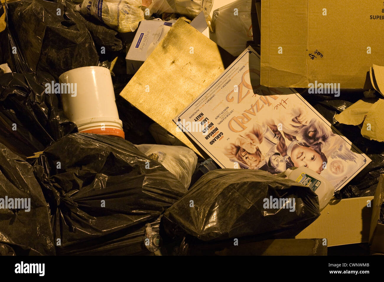 The Wizard of OZ movie poster mixed in with trash and garbage Stock Photo