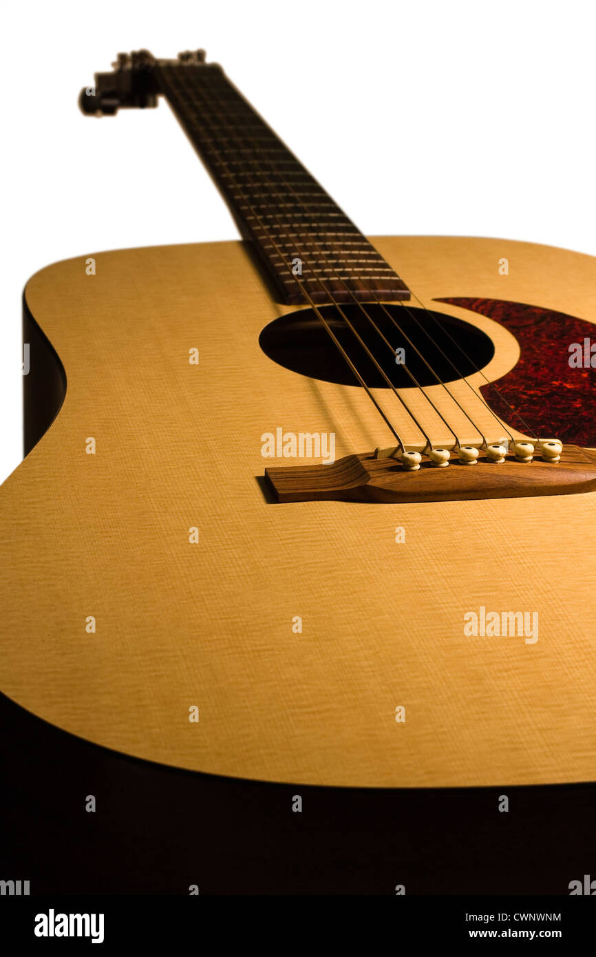 Cut Out. Martin Acoustic Guitar on white background Stock Photo