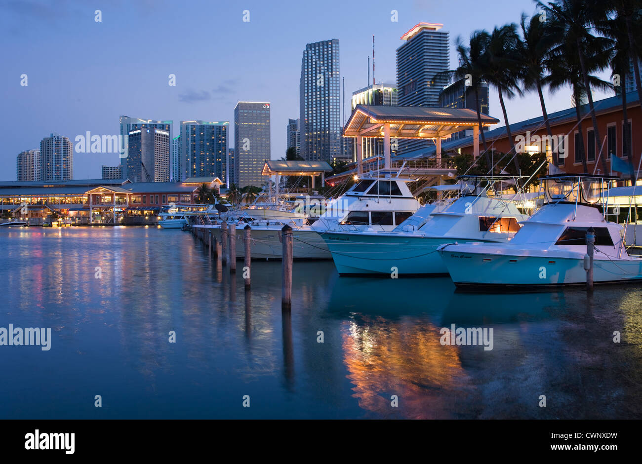 BAYSIDE MARKETPLACE MARINA DOWNTOWN SKYLINE MIAMI FLORIDA USA Stock ...