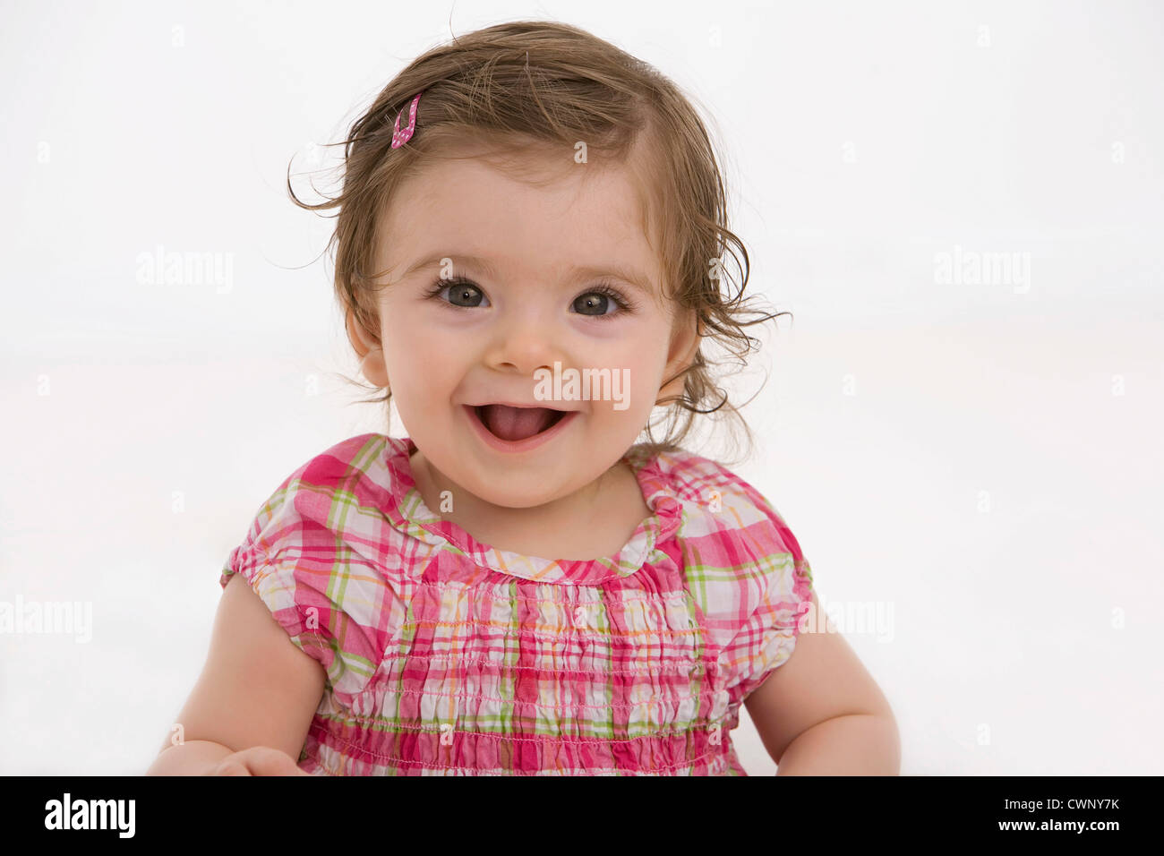 Close up of baby girl, smiling Stock Photo Alamy