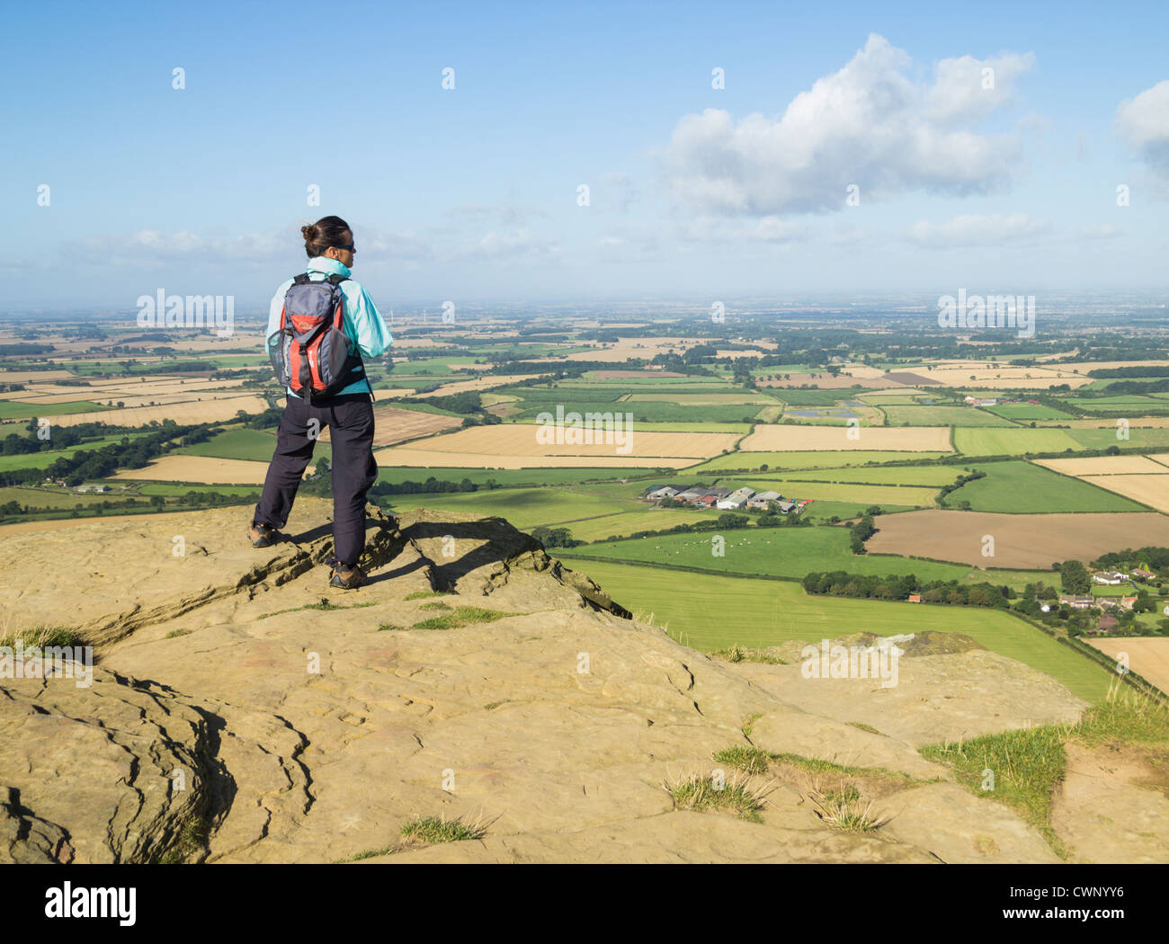 View from top of Roseberry Topping near Great Ayton, North York Moors  National Park, North Yorkshire, England Stock Photo - Alamy