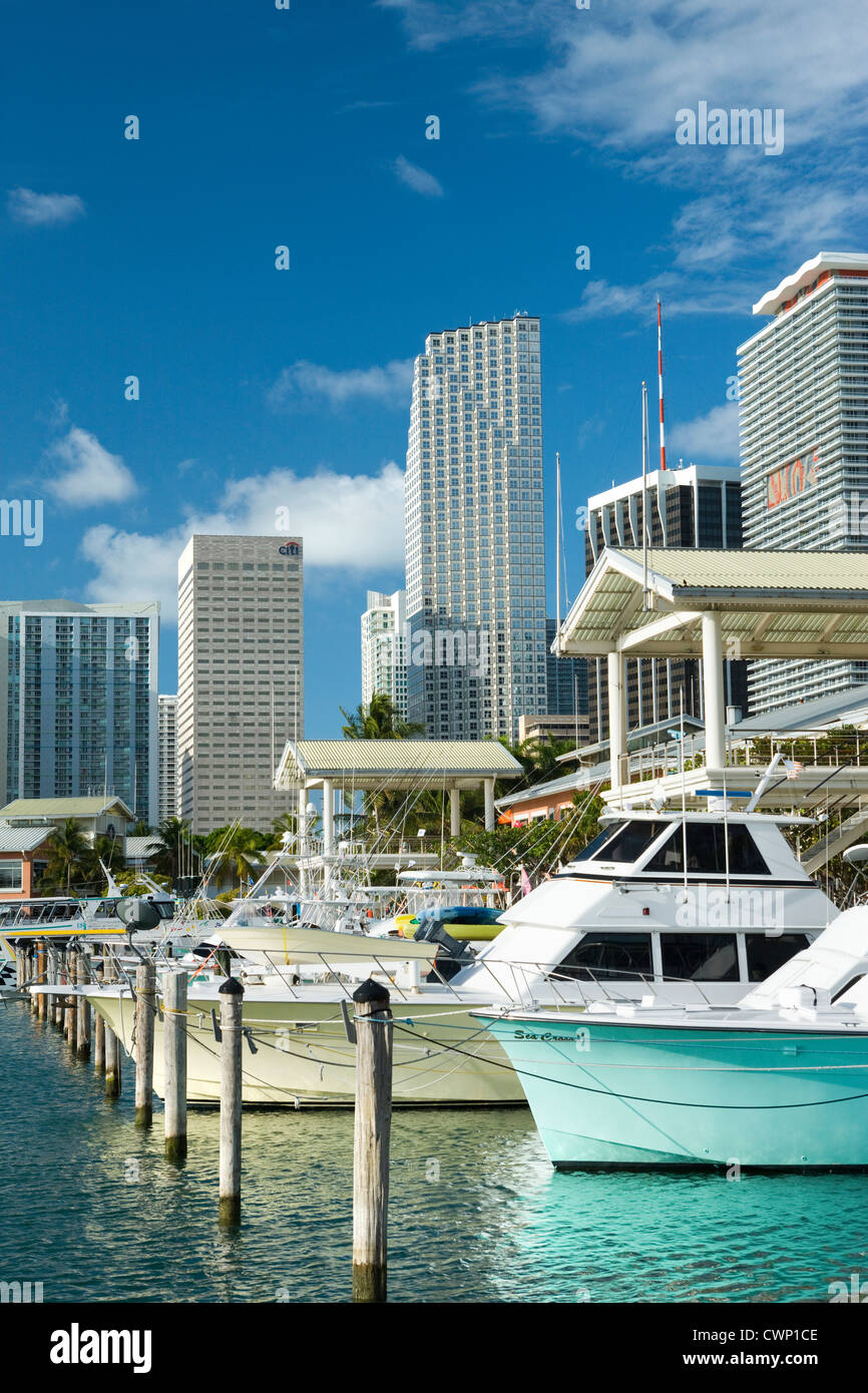 Bayside Marketplace Marina Downtown Skyline Miami Florida Usa Stock