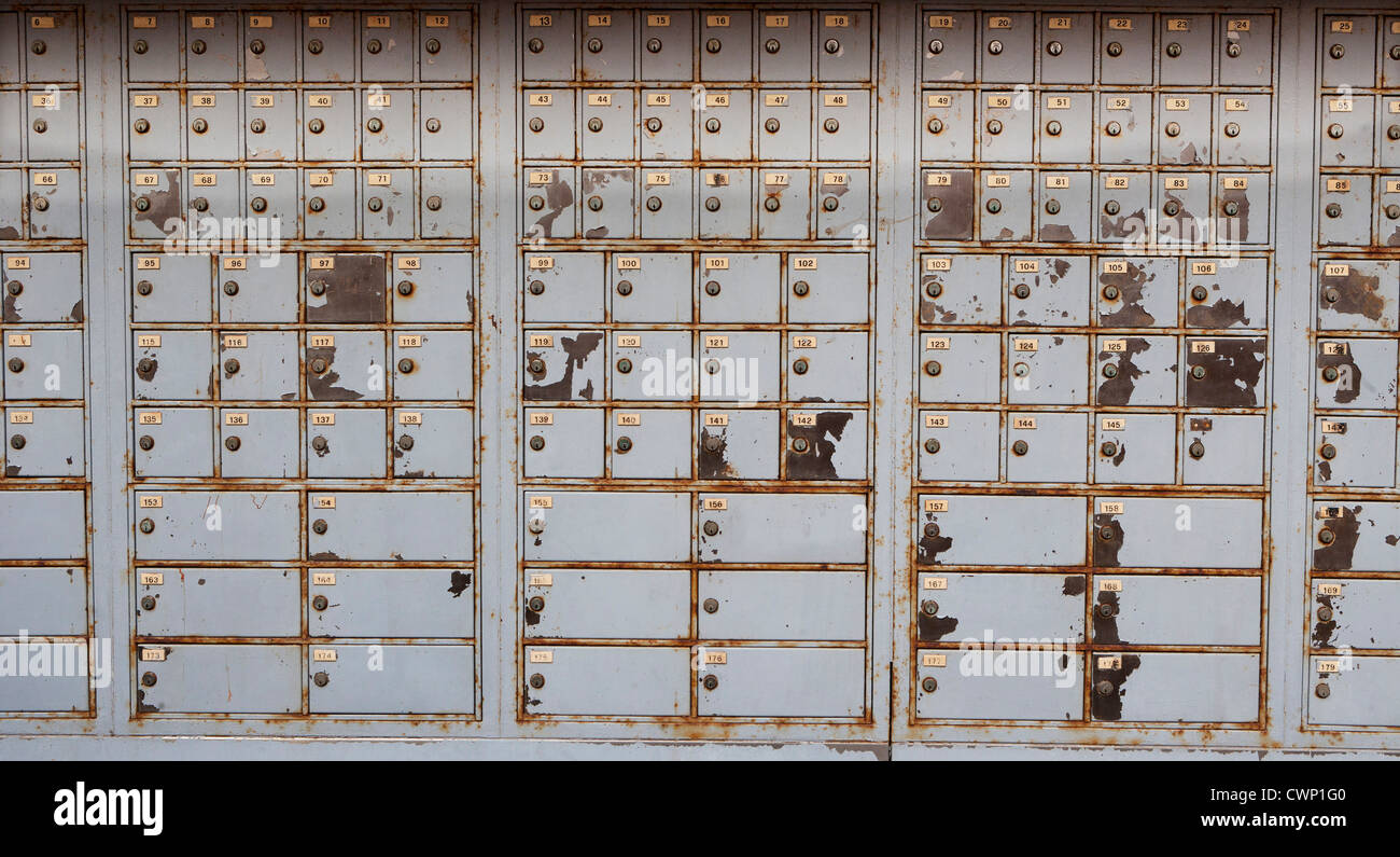 Italy, Province of Venice, Old locker boxes at post office Stock Photo