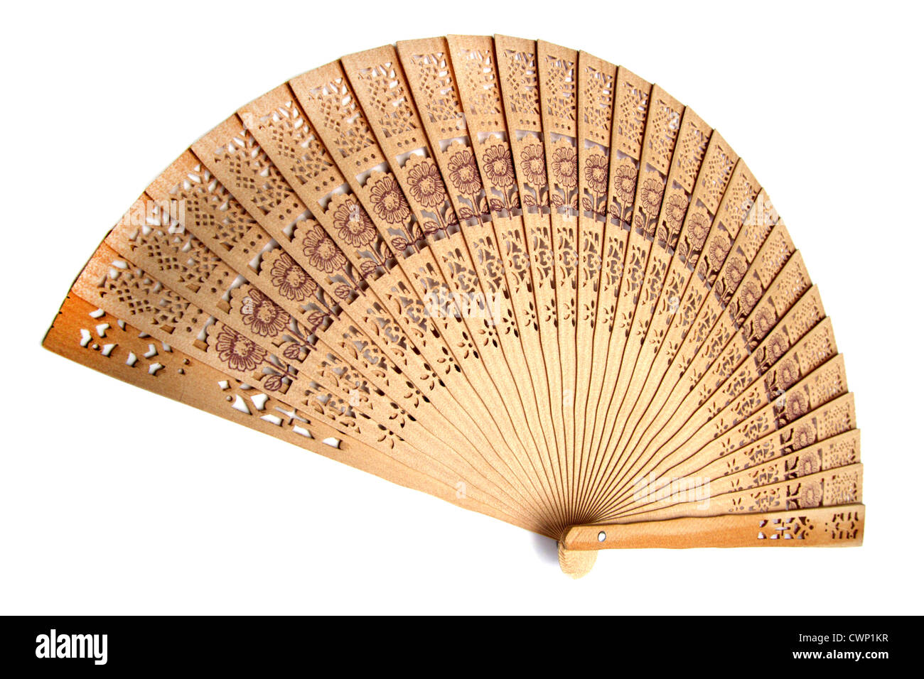 Details on Asian wooden hand fan Stock Photo Alamy