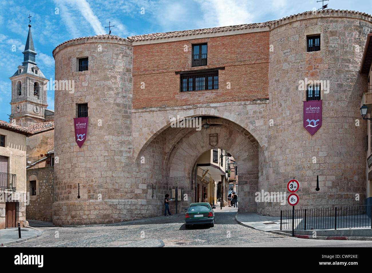 Arco of the Carcel next to collegiate church  of San Pedro, Lerma, Burgos Castilla and León, Spain, Europe Stock Photo