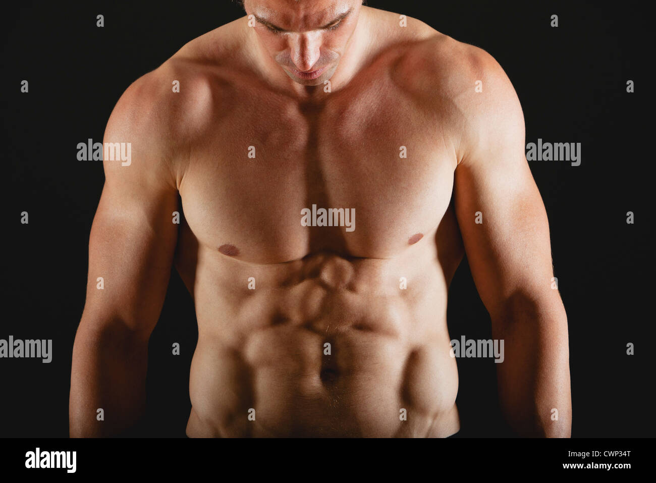 Barechested muscular man Stock Photo