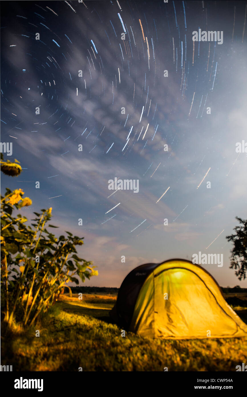 Tent under starry sky Stock Photo - Alamy