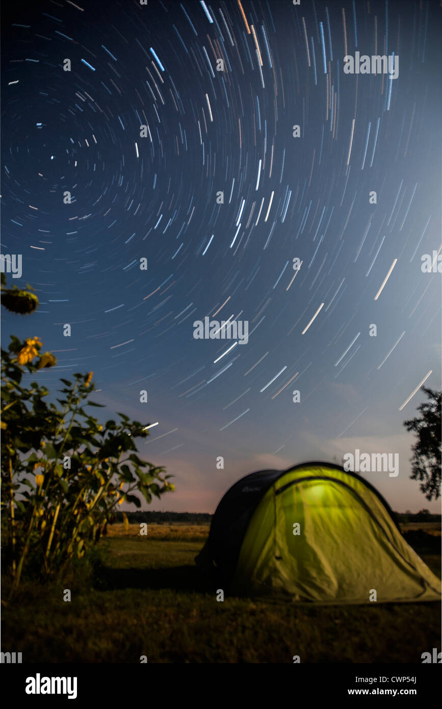 Tent under starry sky Stock Photo - Alamy