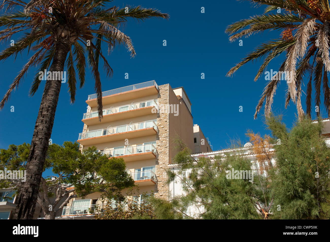Holiday apartments and balconies in Mallorca, Spain Stock Photo Alamy
