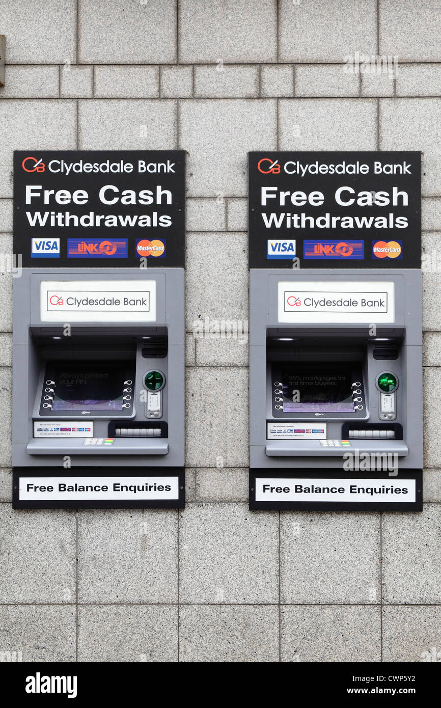 Two Clydesdale Bank ATM machines in Scotland, UK Stock Photo