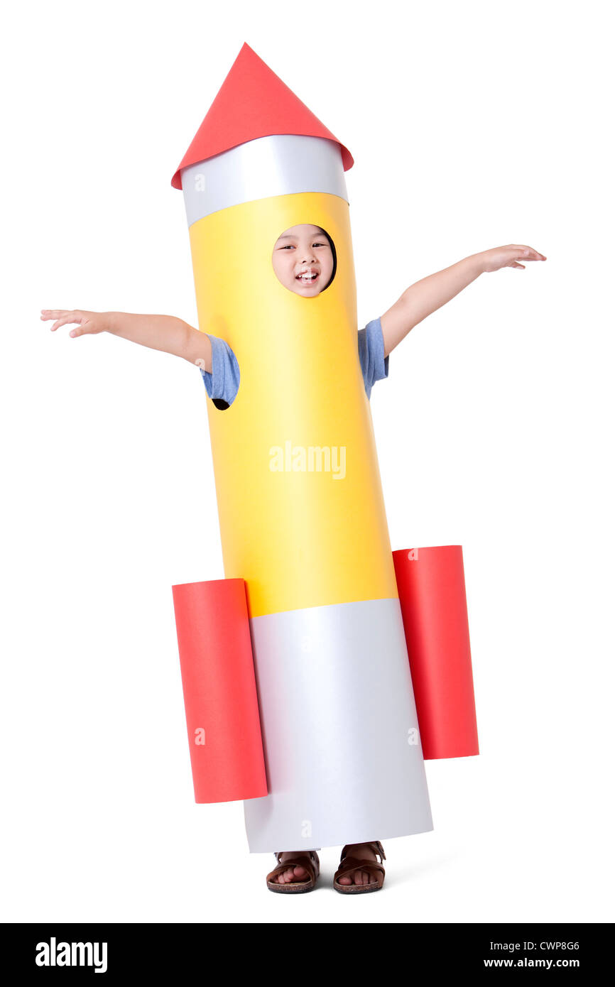 Boy and a toy rocket Stock Photo - Alamy