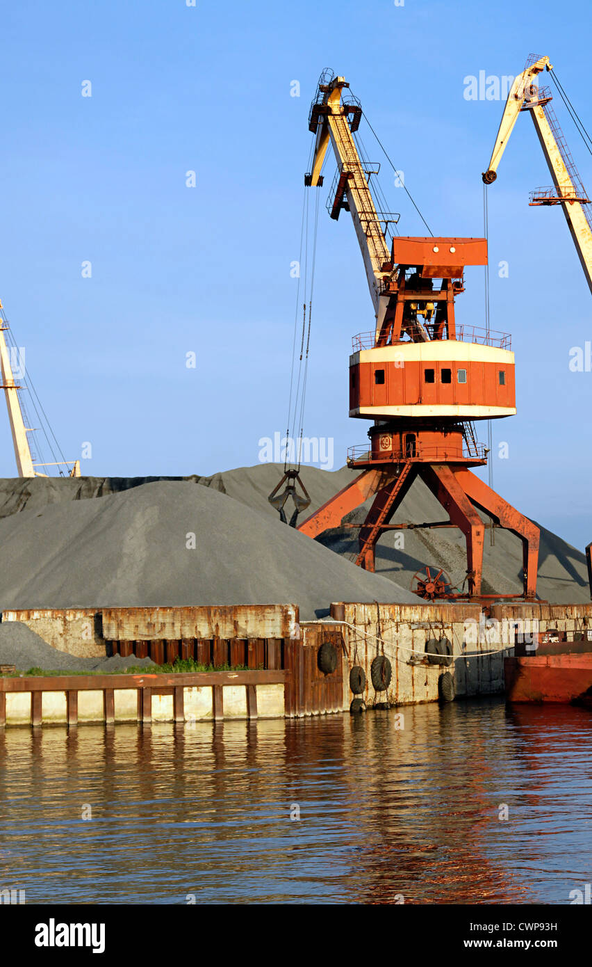 harbor crane in operation. 2 Stock Photo