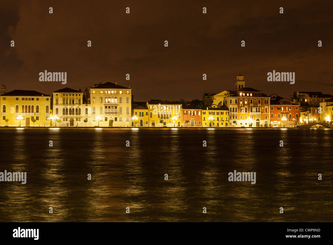 Giudecca Canal, Venice, Night Stock Photo