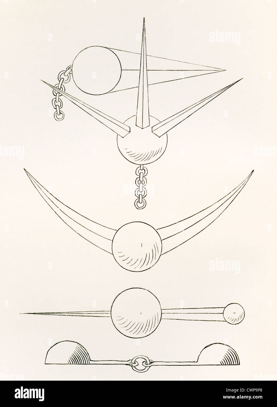 Bar and chain shot used in naval warfare in the 17th century. Stock Photo