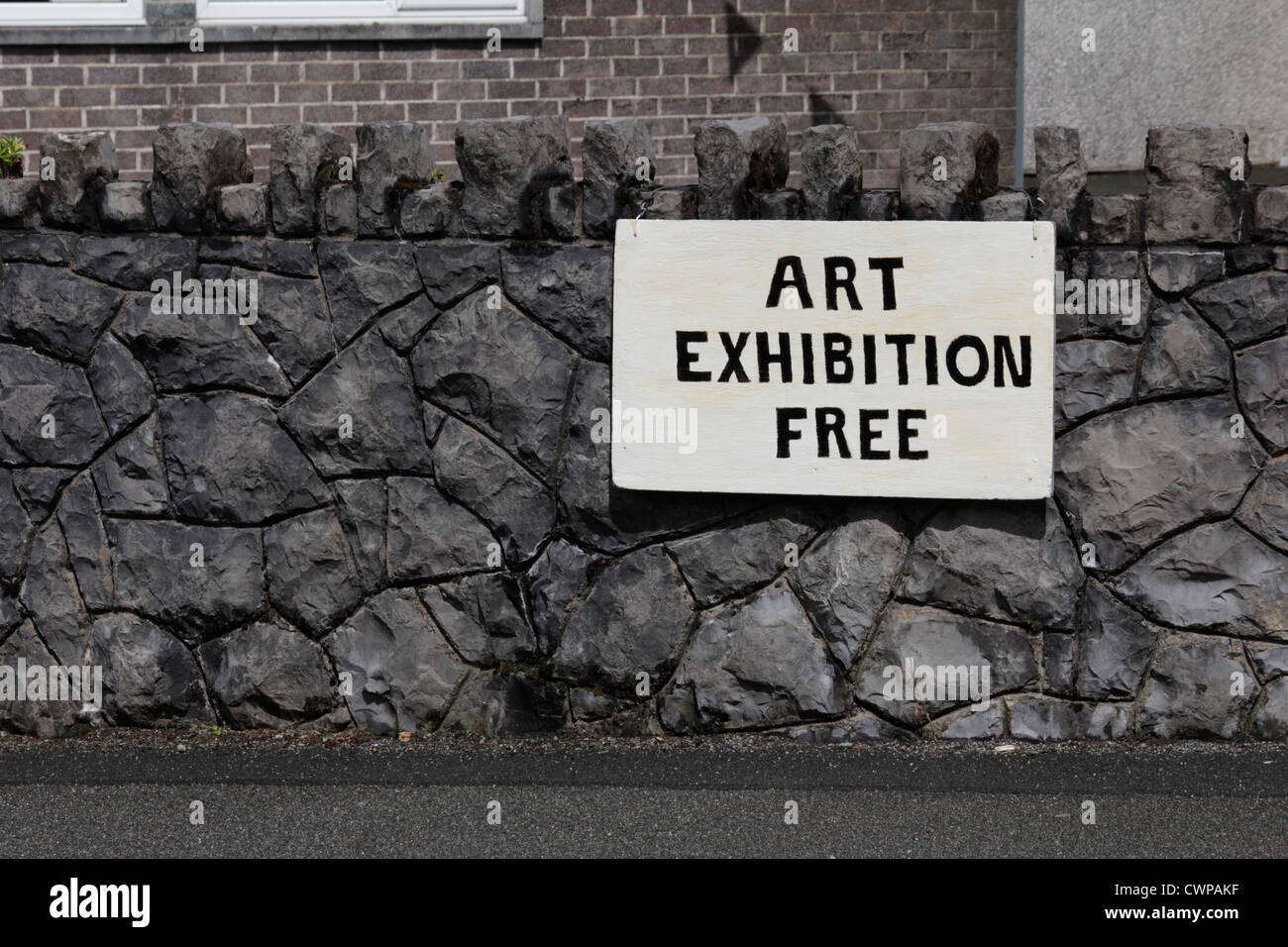 art exhibition sign notice in llanberis, wales, uk Stock Photo Alamy