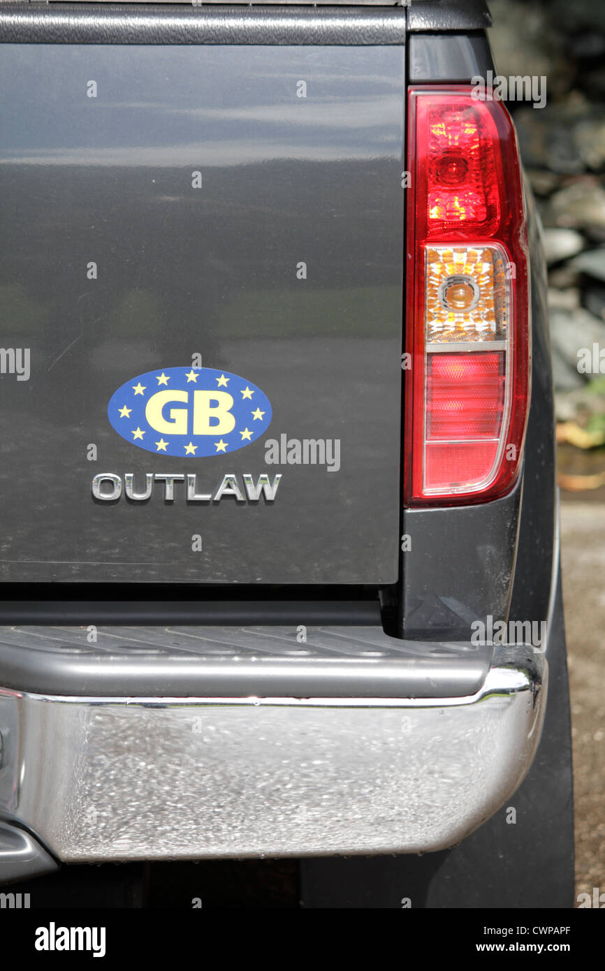 gb car sticker on nissan navara outlaw pick up truck car Stock Photo