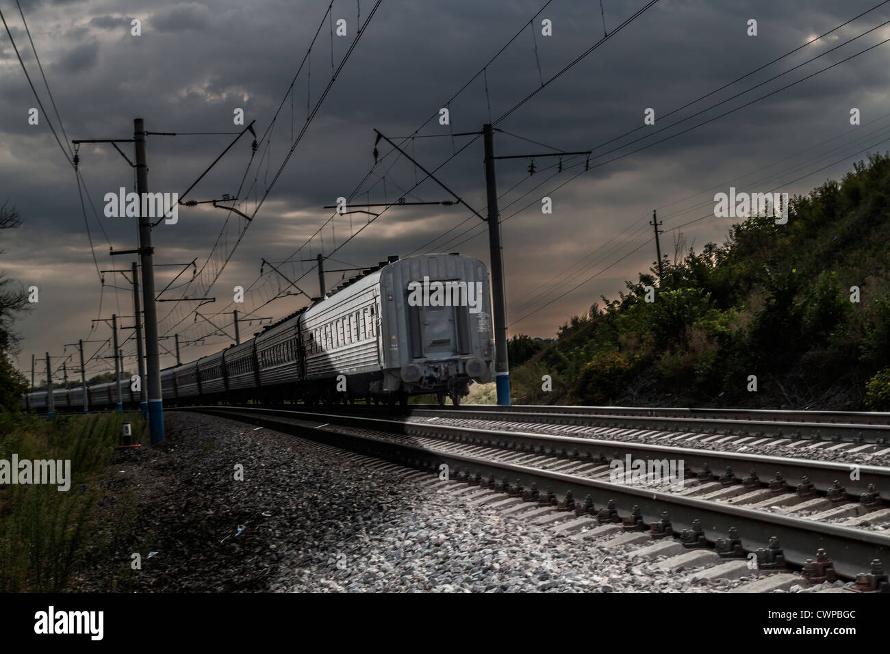 Photo of the last car of a train Stock Photo