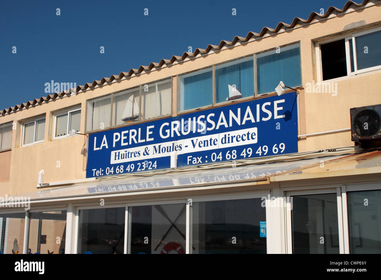 La Perle Gruissanaise restaurant and wholesale supplier of shellfish Stock Photo