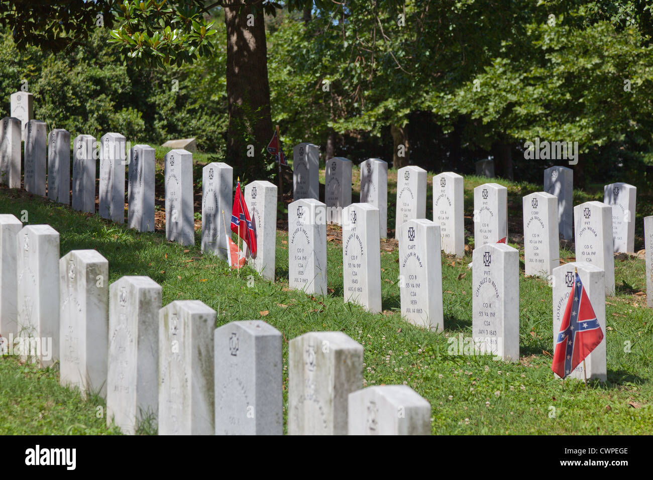 Graves of Confederate Soldiers that died at Gettysburg, buried at