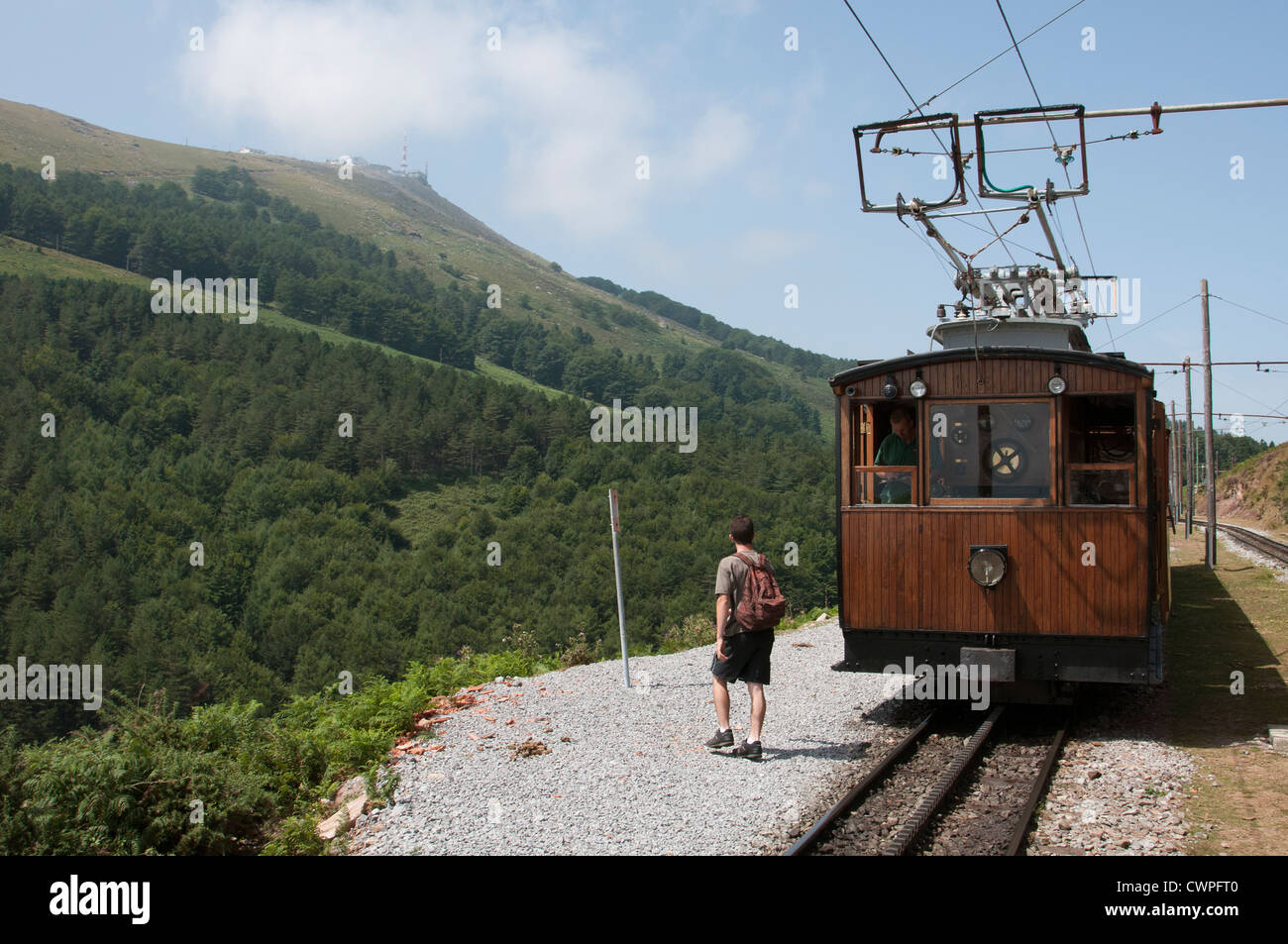 Le Petit Train de La Rhune a mountain railway in the Basque region at the French Spanish border Stock Photo
