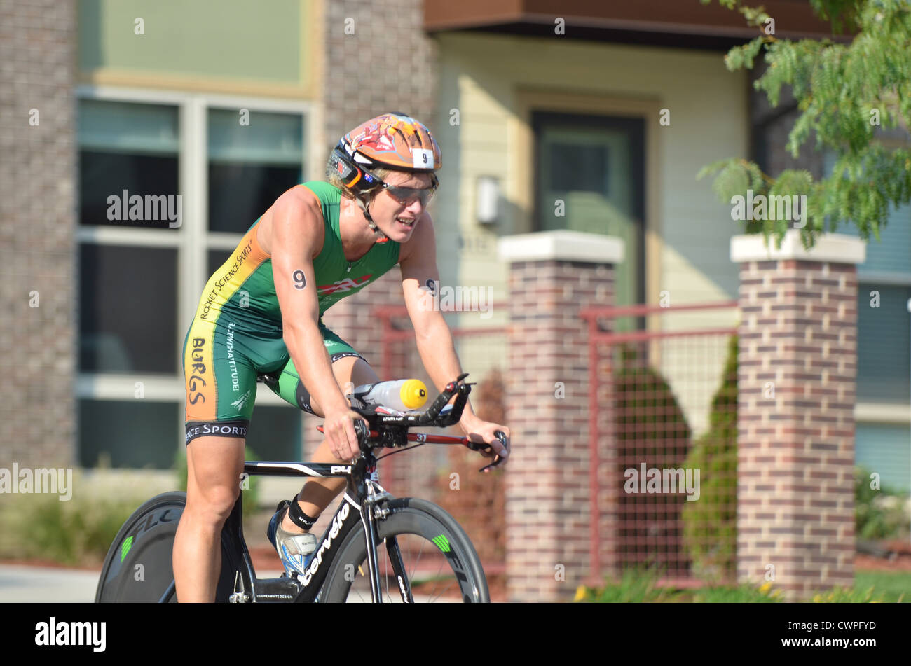 Bicycle stage of 2012 HyVee Triathlon Des Moines Stock Photo Alamy