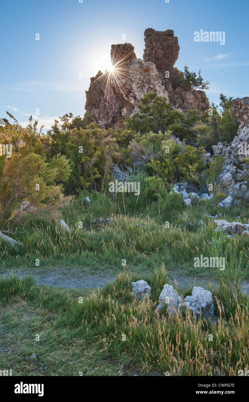 Beautiful view of the strange Tufa Towers of Mono Lake. Stock Photo