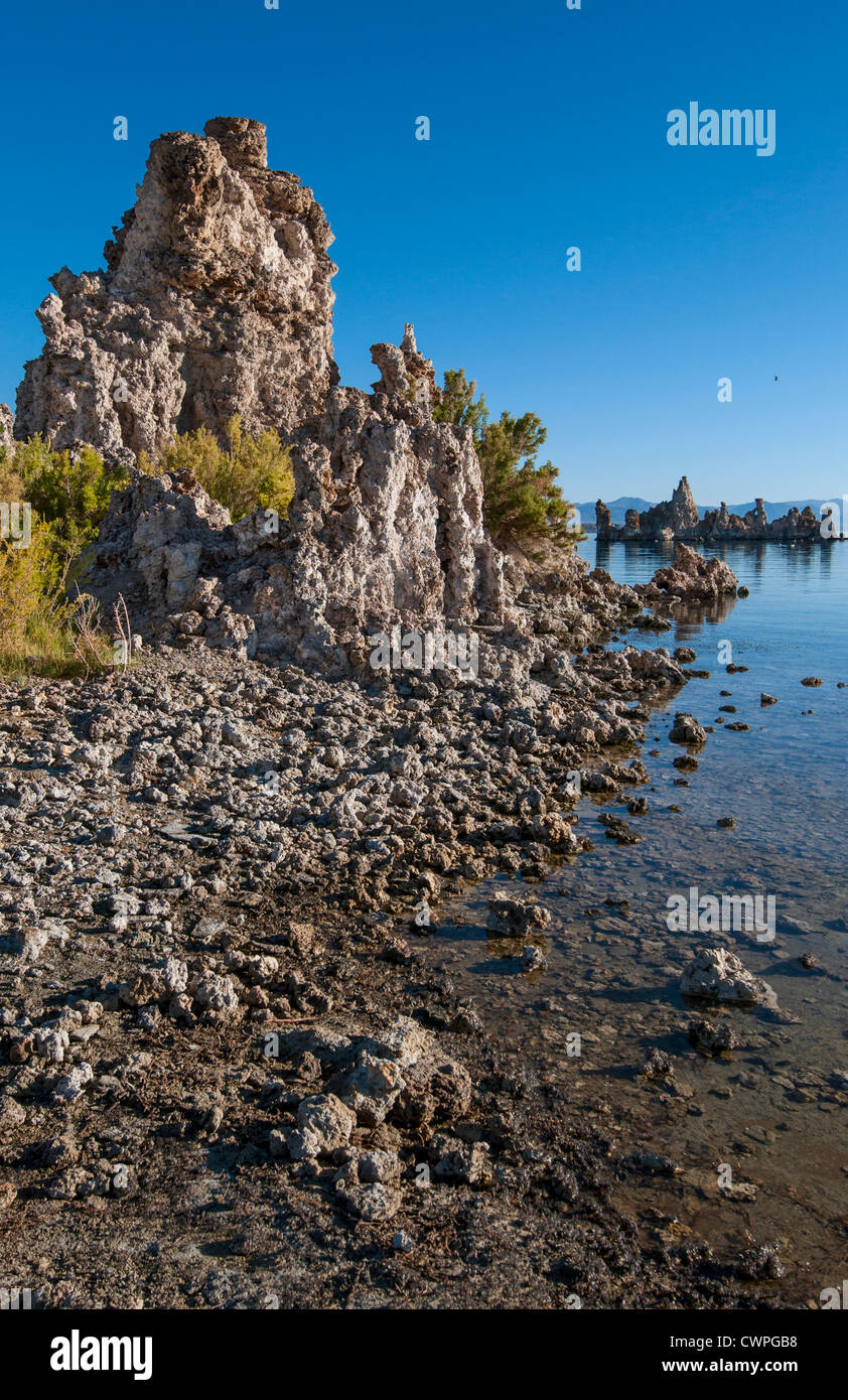 Beautiful view of the strange Tufa Towers of Mono Lake. Stock Photo