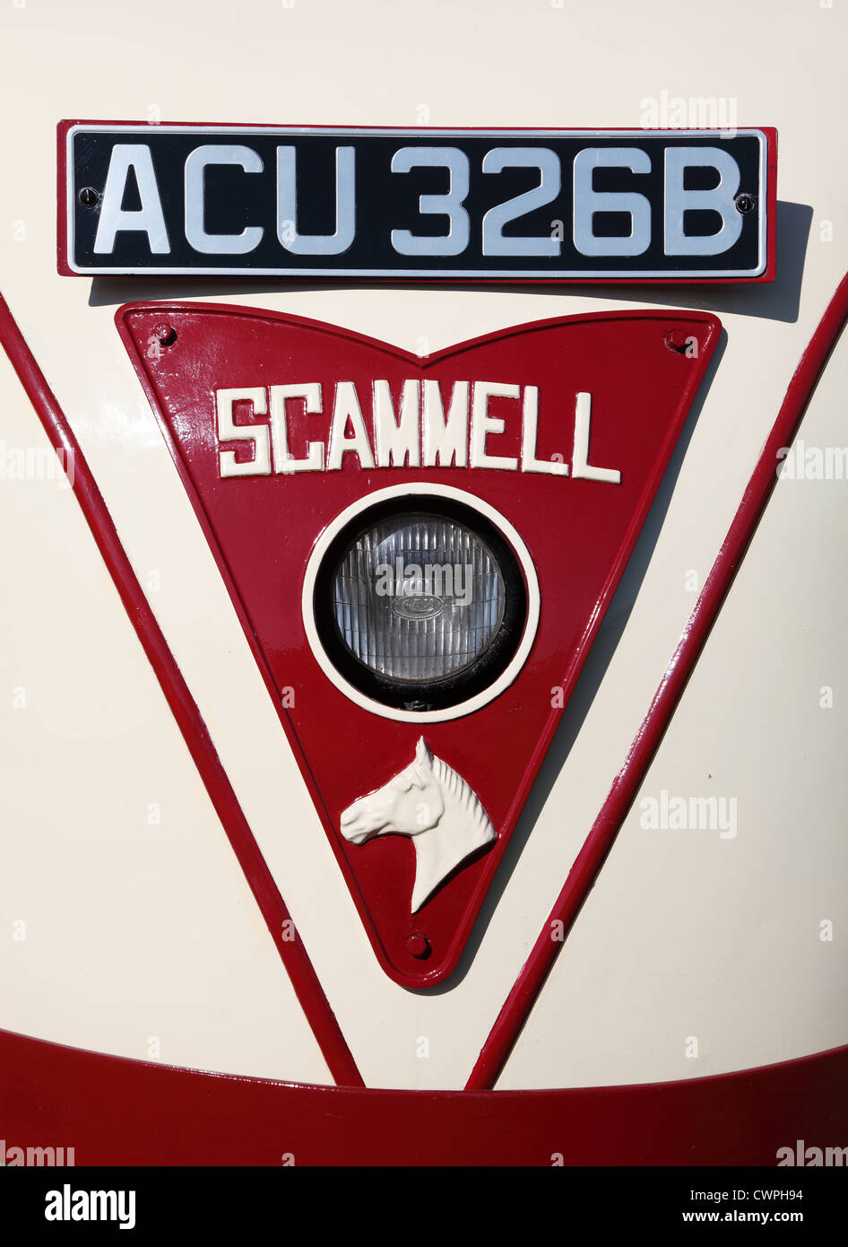 Detailed view of Scammell Scarab 3 wheeled truck Beamish Museum, north east England, UK Stock Photo