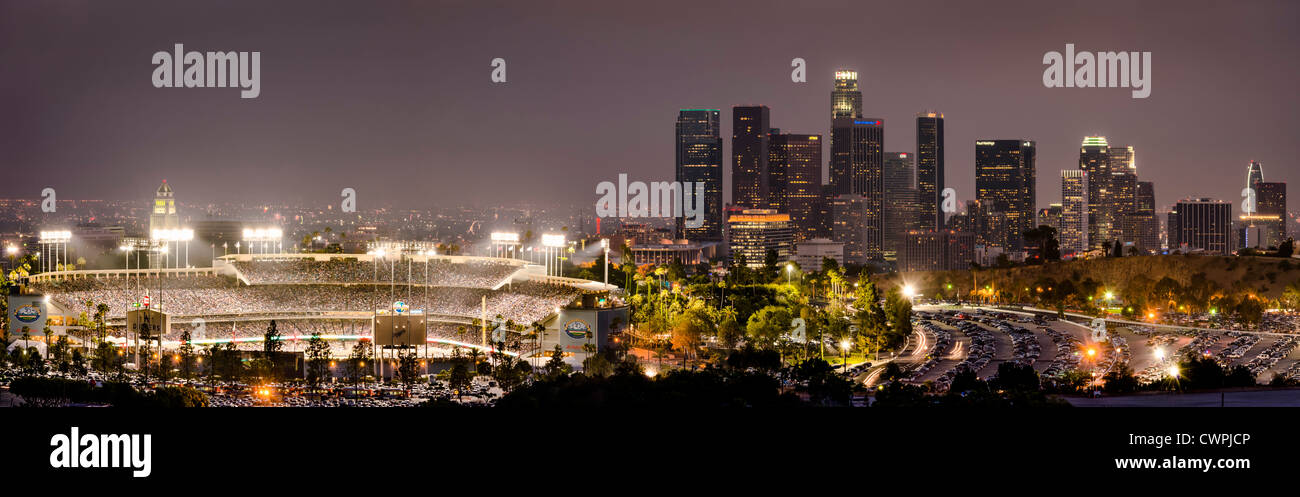 Los Angeles cityscape at night Stock Photo
