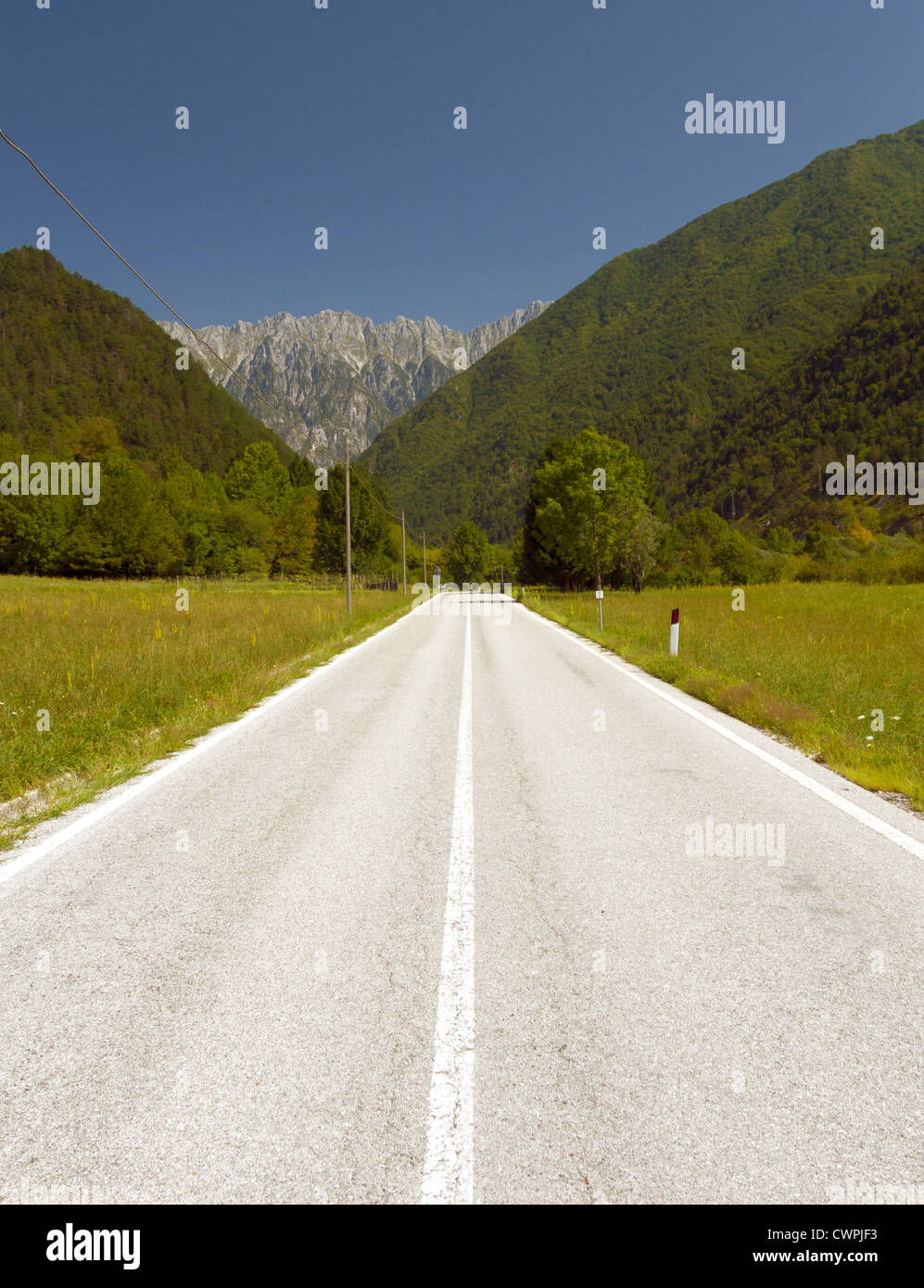 Alpine empty road in the Alps in Europe Stock Photo
