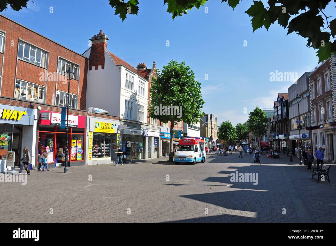 Pedestrianised High Street, StainesuponThames, Surrey, England