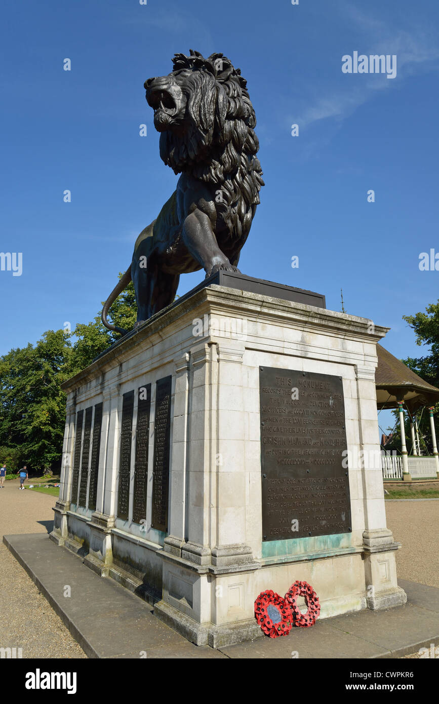 The Maiwand Lion sculpture and war memorial, Forbury Gardens, Reading, Berkshire, England, United Kingdom Stock Photo