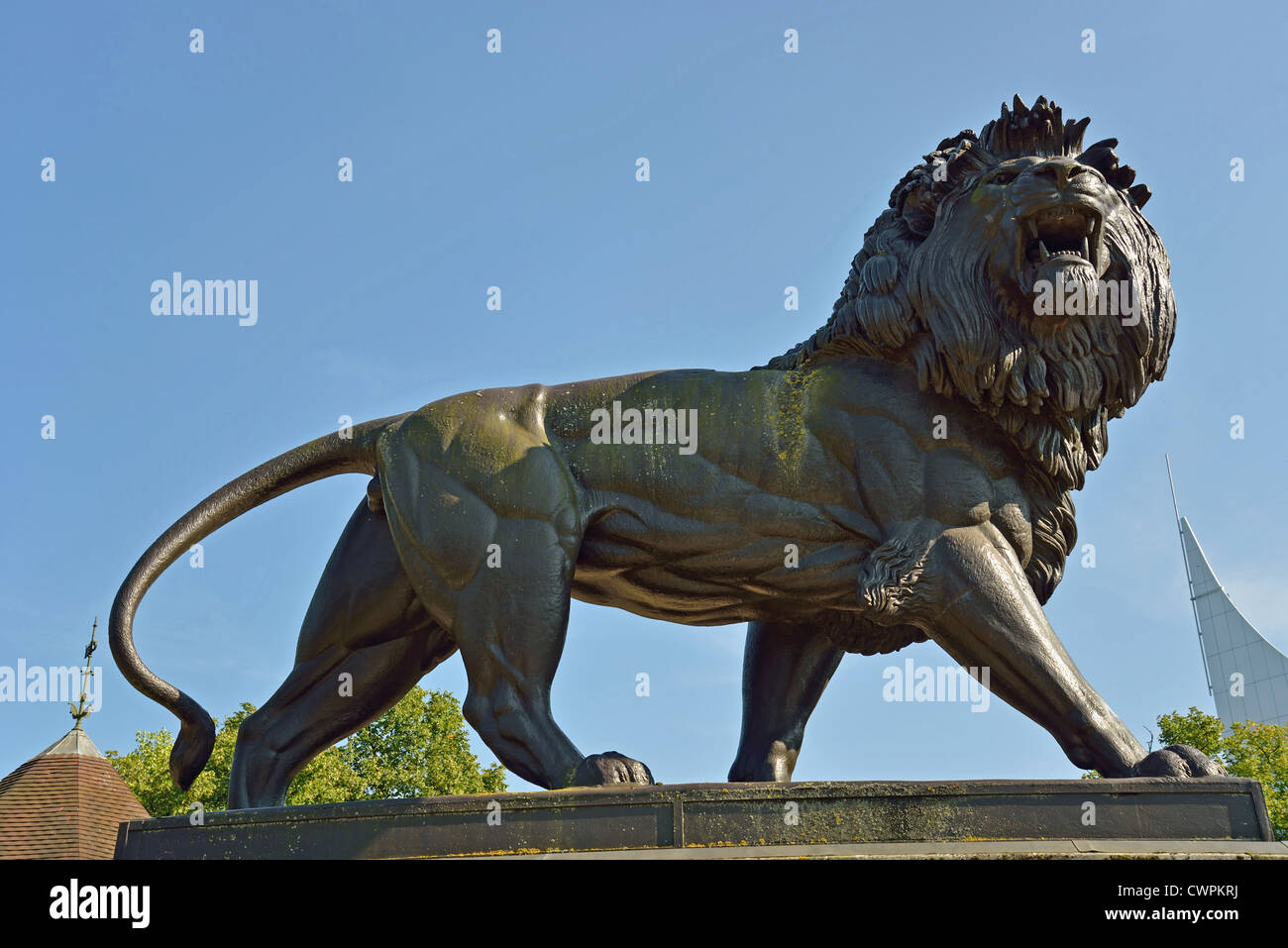 The Maiwand Lion sculpture and war memorial, Forbury Gardens, Reading, Berkshire, England, United Kingdom Stock Photo