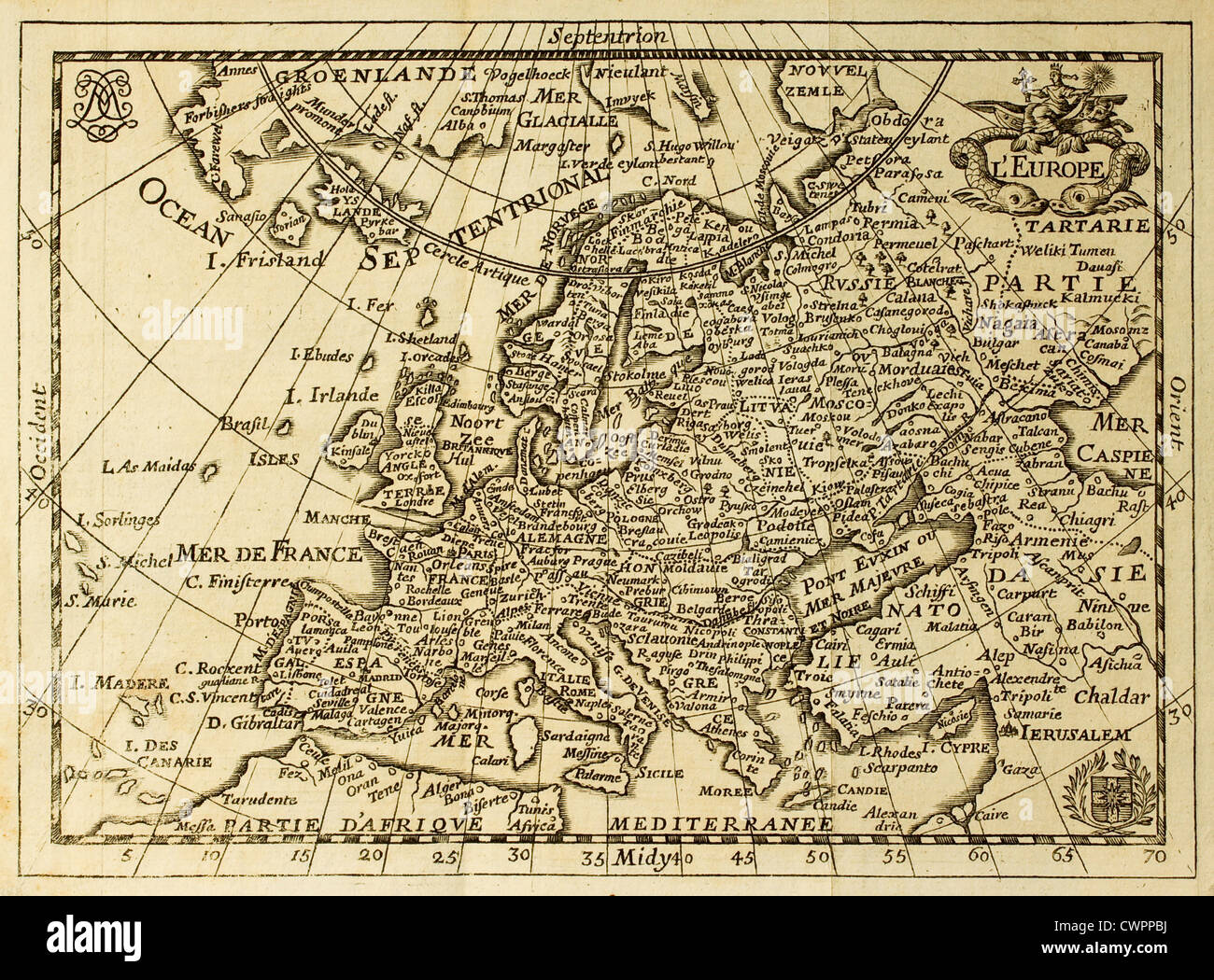 Old map of Europe Stock Photo