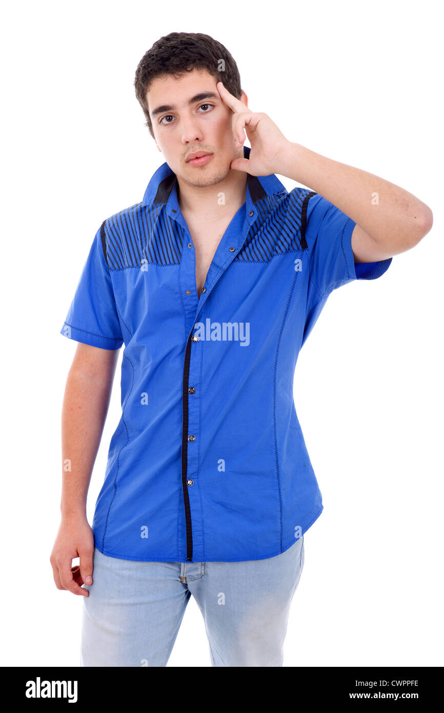 young casual man posing, isolated on white background Stock Photo - Alamy