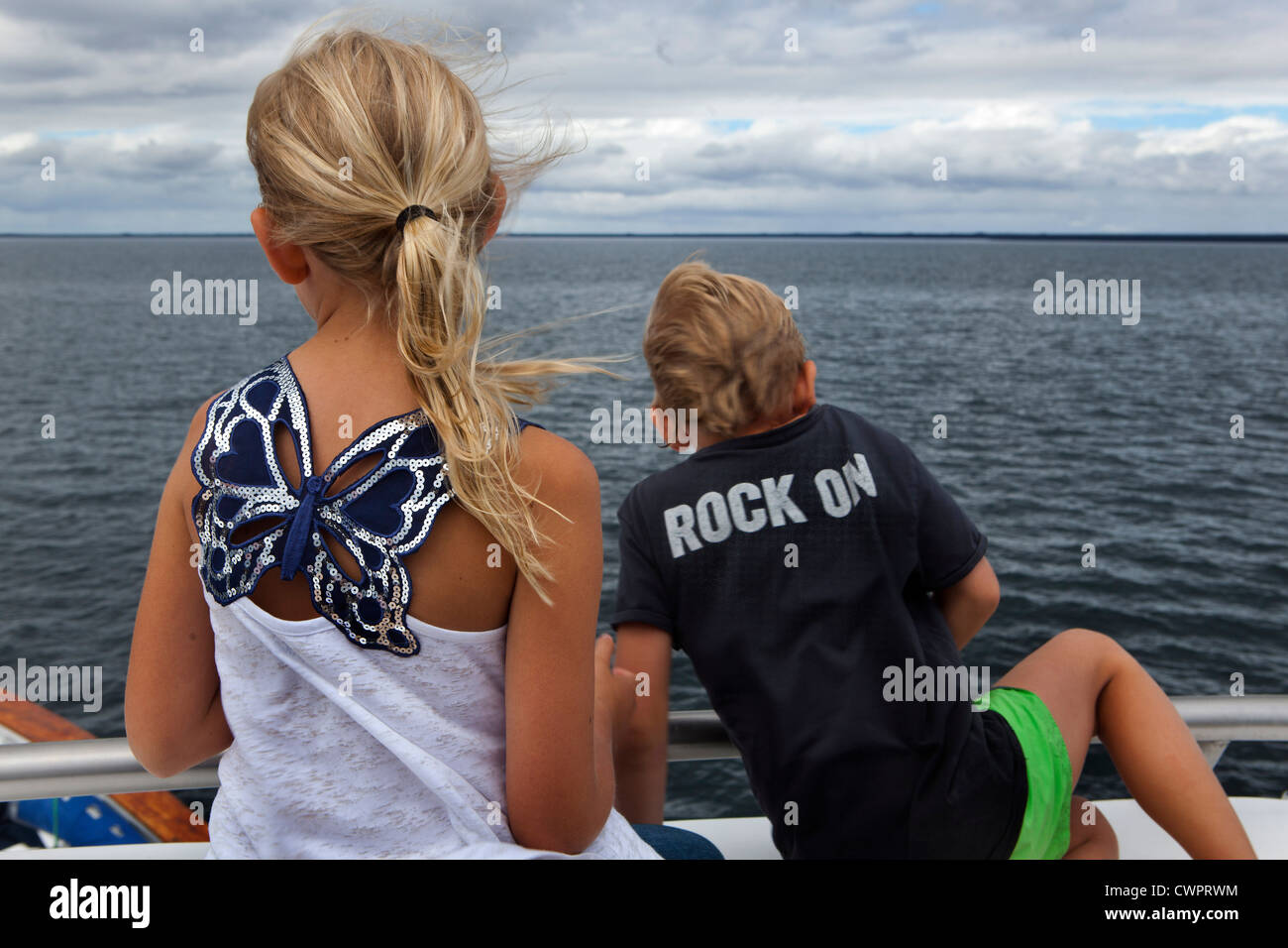 Maija and Mikael Kingo on board the Grand Odyssey, Isabela Island, near Punta Moreno, Galapagos Stock Photo