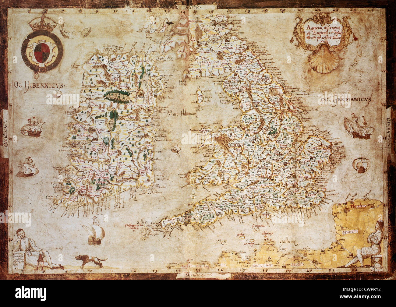 Old map of British Islands Stock Photo