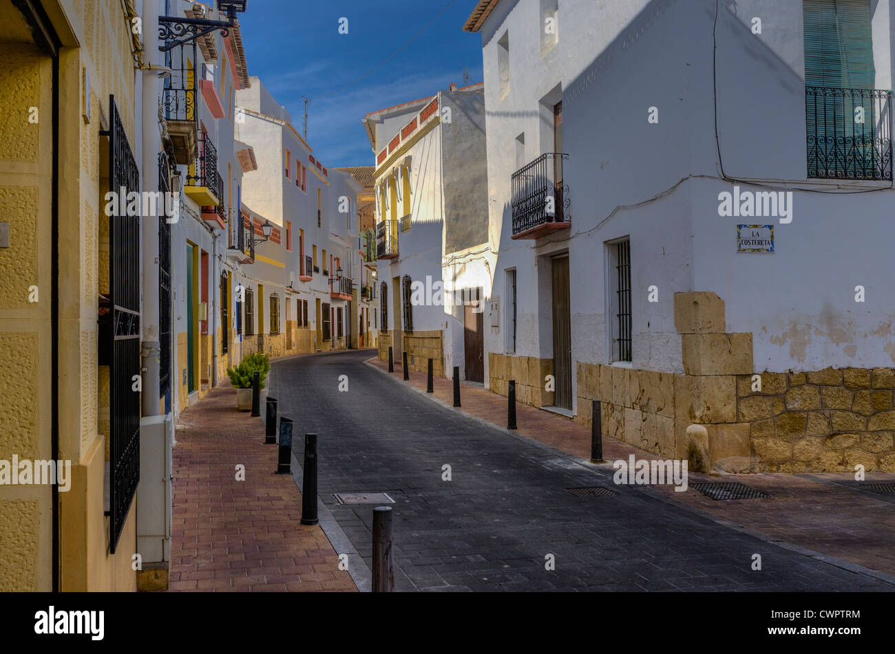 A quite street in the pueblo of La Nucia in the Alicante region of Spain Stock Photo
