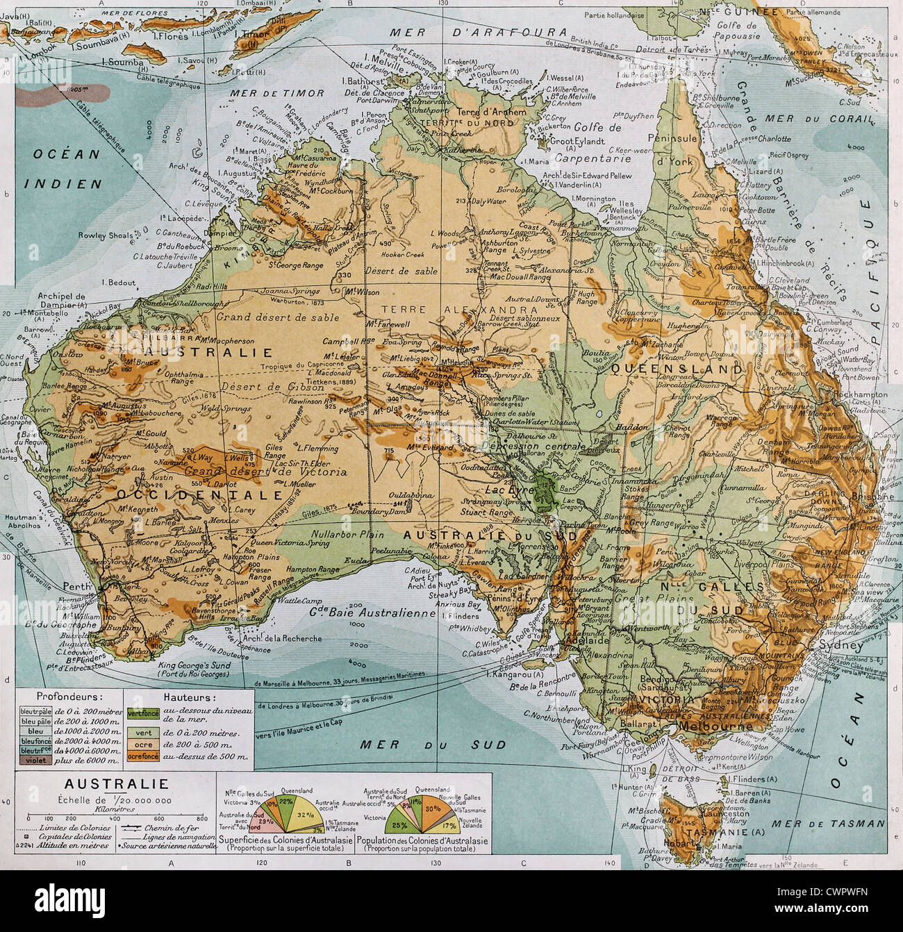Australia physical map Stock Photo