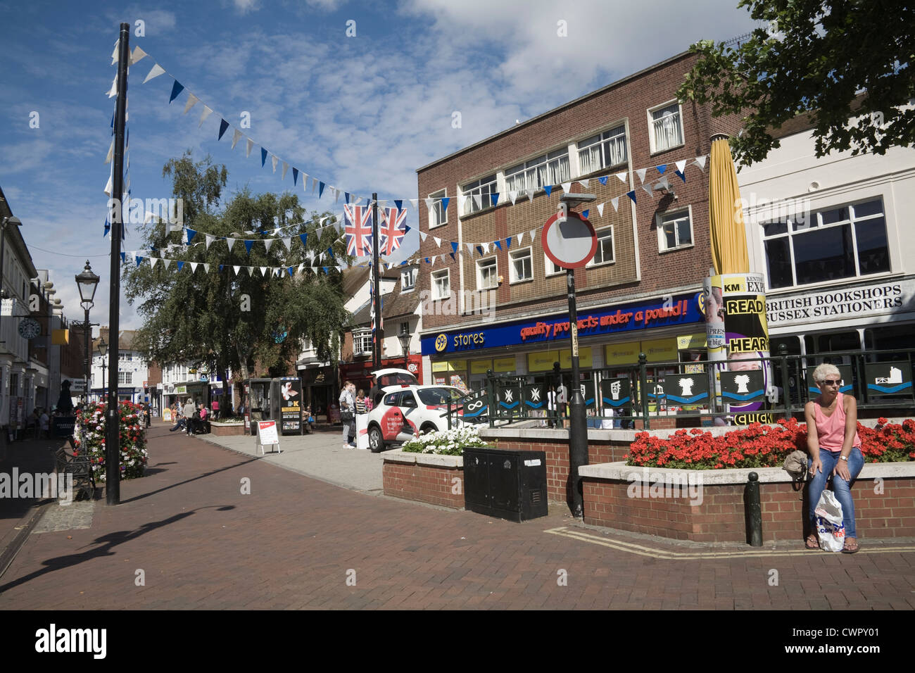 Ashford Kent England View along High Street in the town centre Stock Photo