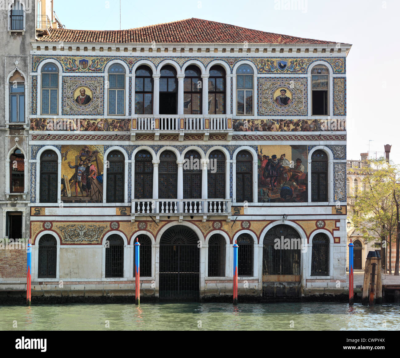 Palazzo Barbarigo, 16th century palace. Facade decorated with mosaics of Murano glass. Stock Photo